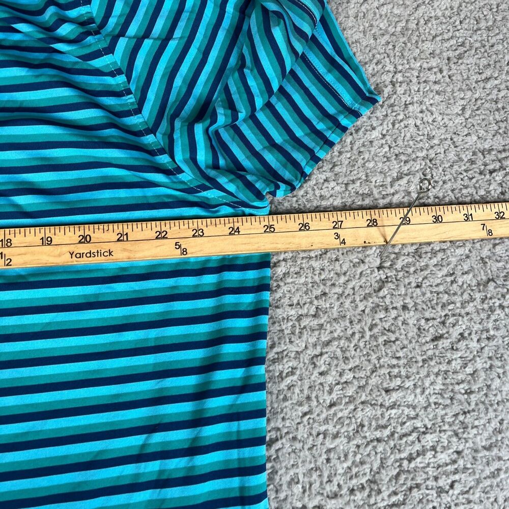 GREYSON Golf Polo XL Blue Green Black Stripe Performance B on Sleeve Wolf Logo - Picture 9 of 11